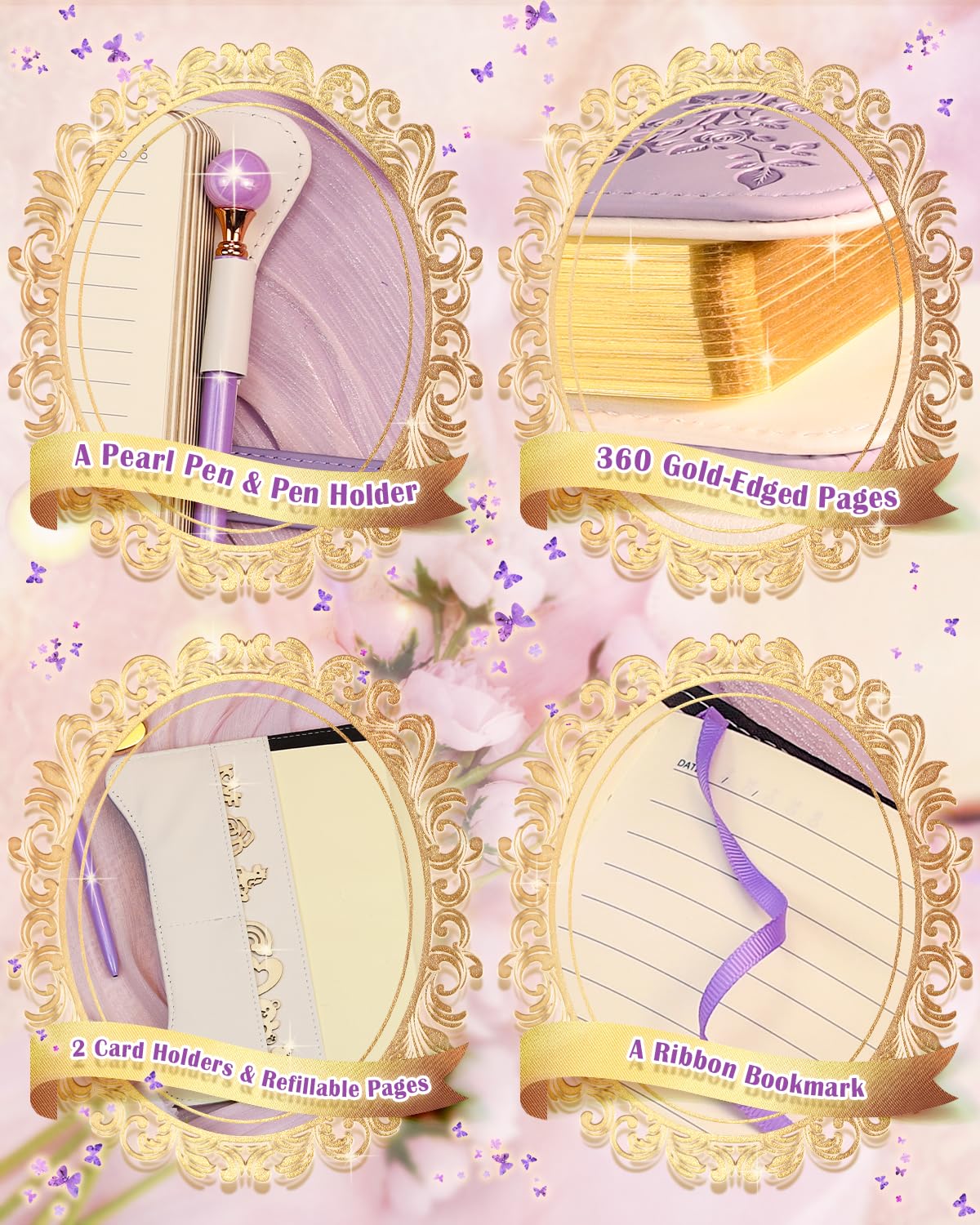 hi! SCI Diary with Lock and Keys for Girls & Women, 360 Pages Journal with Lock for Girls Gift Ideas, Girls Locking Diary with Pen, Cute Journals Set for Teen Girls Ages 8-12, Ideal Gifts for 8 9 10 11 12 13 14 Year Old Girl (Lavender Purple)