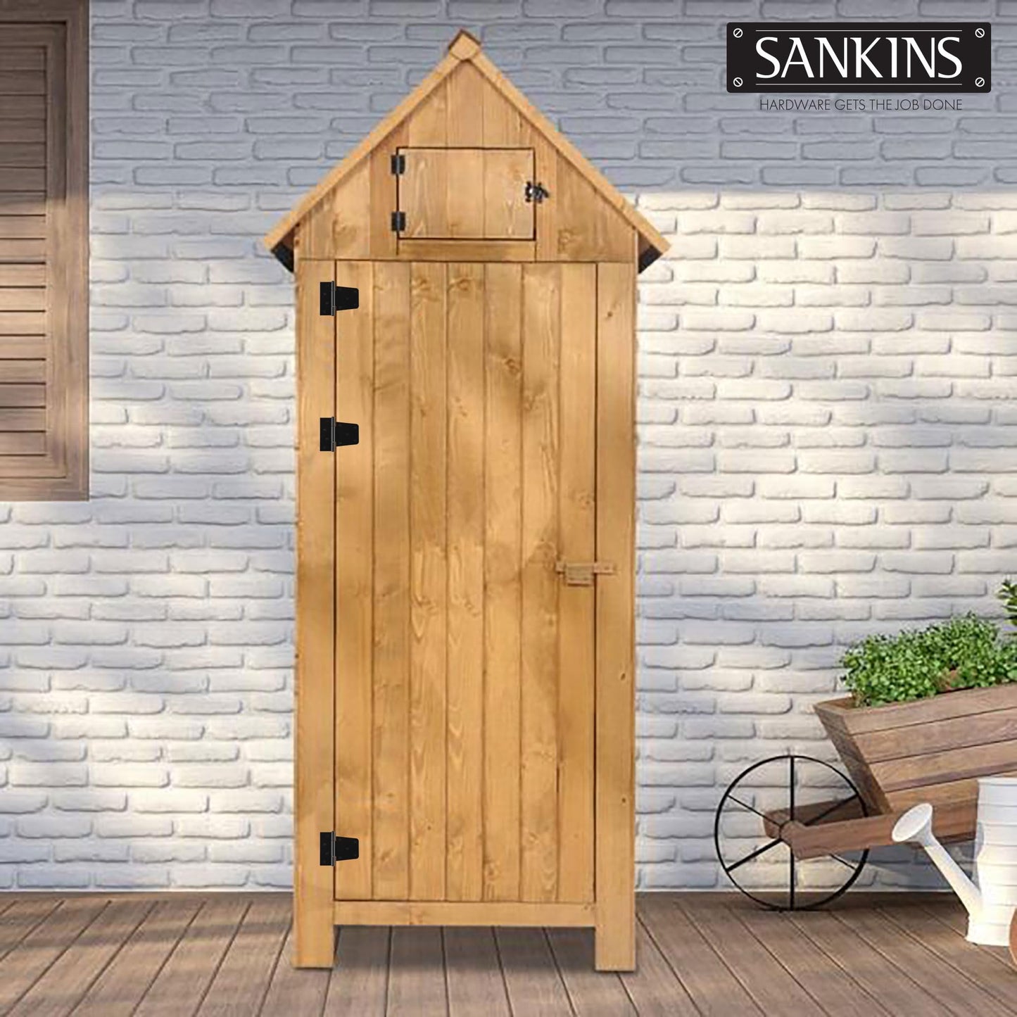 SANKINS 3-1/2" Heavy Duty Gate Hinges, Black Iron Door Hinges with Screws, Durable Gate Strap Hinges for Wooden Fences Gate Shed Barn Door, 2pcs