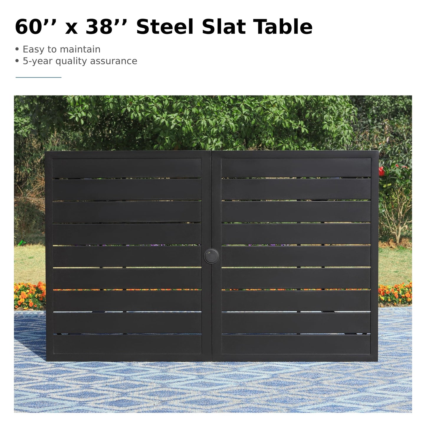 MFSTUDIO Outdoor Dining Set for 6, Patio Table and Chairs Set with Umbrella Hole, 7 Piece Metal Patio Furniture Set for Deck Backyard Poolside Garden