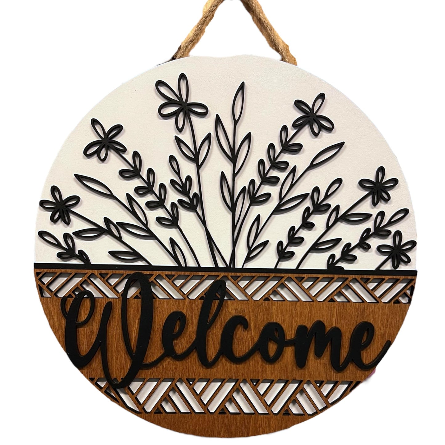 Wood front door sign Wood sign Home decor Welcome sign Sign for front door House warming gift Wedding gift (Wildflower 2.0-DS033(NB) P002, 15" Width)