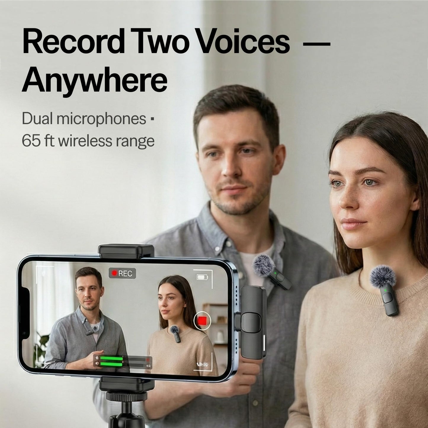 Mini Mic Pro (Latest Model) - Wireless Mini Microphone for iPhone, iPad, Android - 2 Pack Lavalier Microphone for Video Recording - iPhone Mic Crystal Clear Recording with USB-C for Content Creators