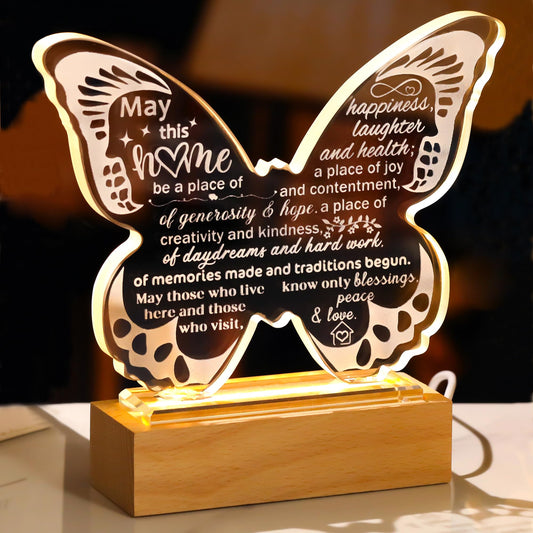Ornalrist Housewarming Gifts New Home - Crystal Butterfly Keepsakes with Warm Light Base - Housewarming New Home Gifts for Couples, Women, Men, House Warming New Home Decor