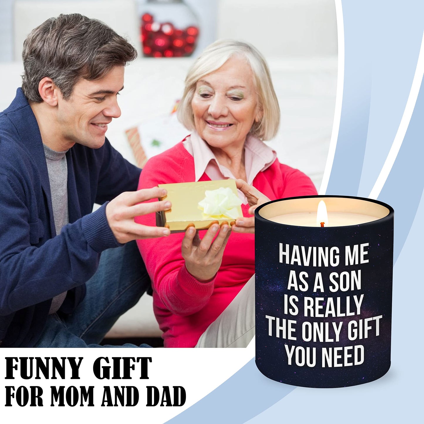 Birthday Gifts for Mom from Son - Mom Birthday Gifts from Son - Moms Gift Ideas - Mother Gift, Funny Mother Candle, 10 Oz Jar Lemongrass Scent Soy Wax Candle