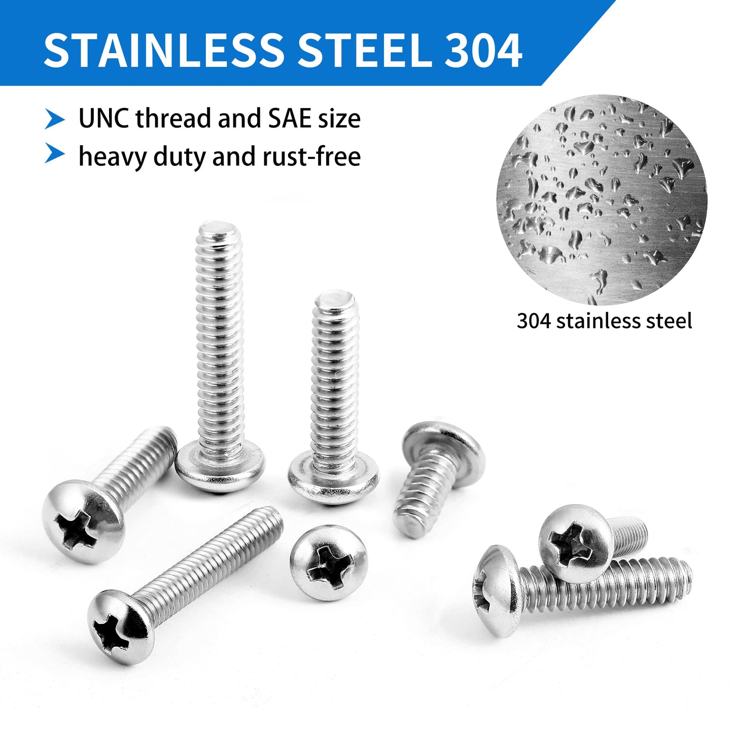 720Pcs Machine Screw Assortment Kit, #10-24#8-32#6-32#4-40 Phillips Pan Head Assorted Nuts Bolts and Flat Washers Kit, Stainless Steel Screws Hardware Assortment with Case