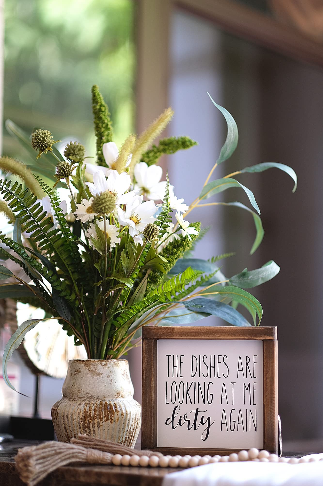 Lavender Inspired The Dishes are Looking at Me Dirty Again -Funny Kitchen Signs-Mini Farmhouse Framed Kitchen Decor-Tiered Tray Sign-Kitchen Counter-Rae Dunn Sign-Shelf Sitter-Kitchen Humor-Moms Gift