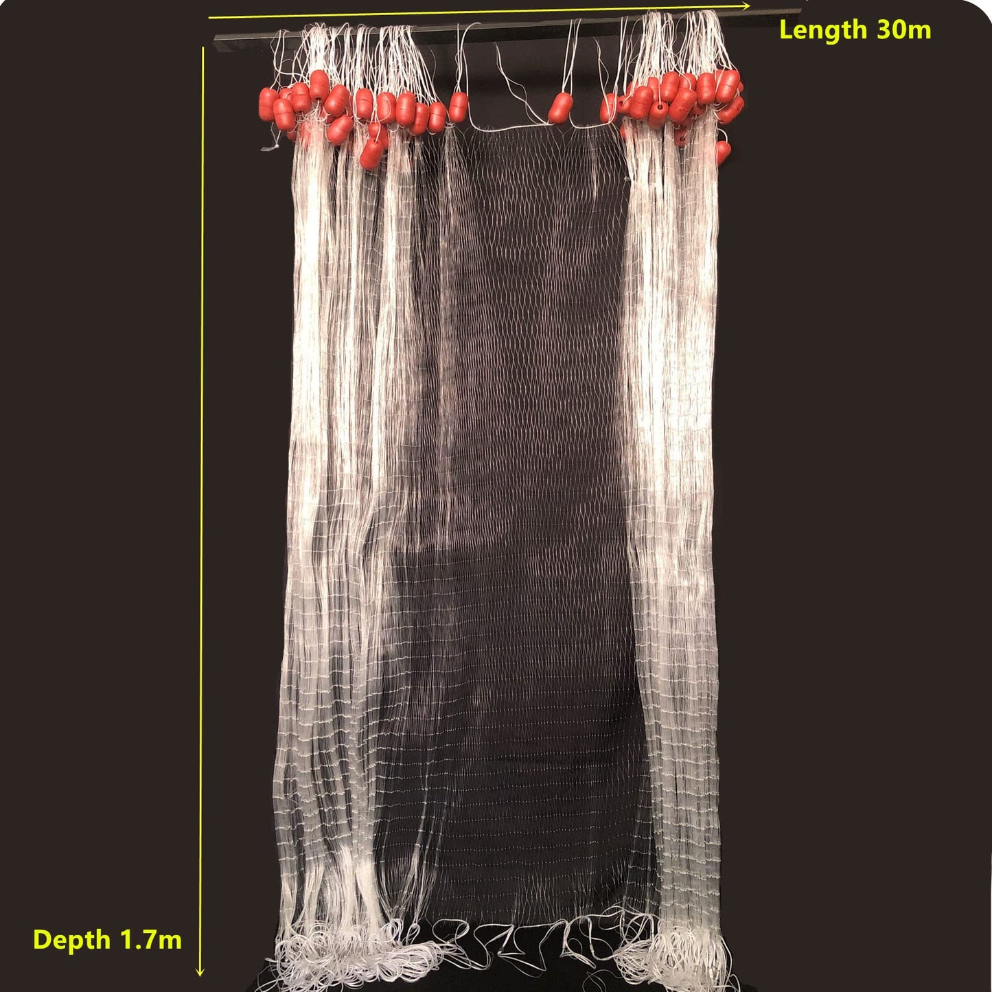 POUI COME DREAM Fishing Gill Net for Survival 98ft Monofilament Nylon 0.35mm High-Strength Twine Single Layer Fish Nets Large Buoys Seine Net Red De Pesca 2 Inch Grid