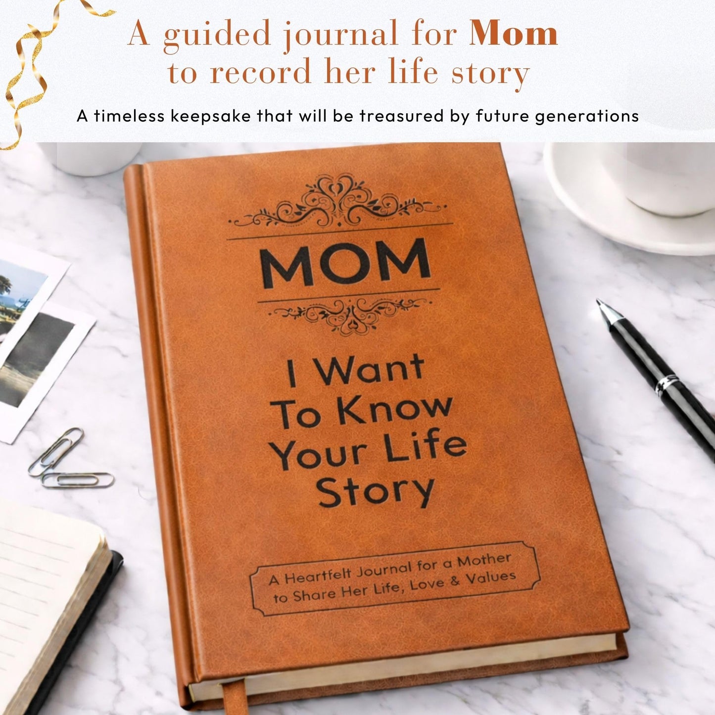 Gift for Mom: I Want to Know Your Life Story Leather Journal (Hardcover): Sentimental Keepsake for Mother‘s Day, Birthday, and Christmas, Guided Life Story Book with 300+ Prompt Questions, Perfect Gifts from Daughter/Son