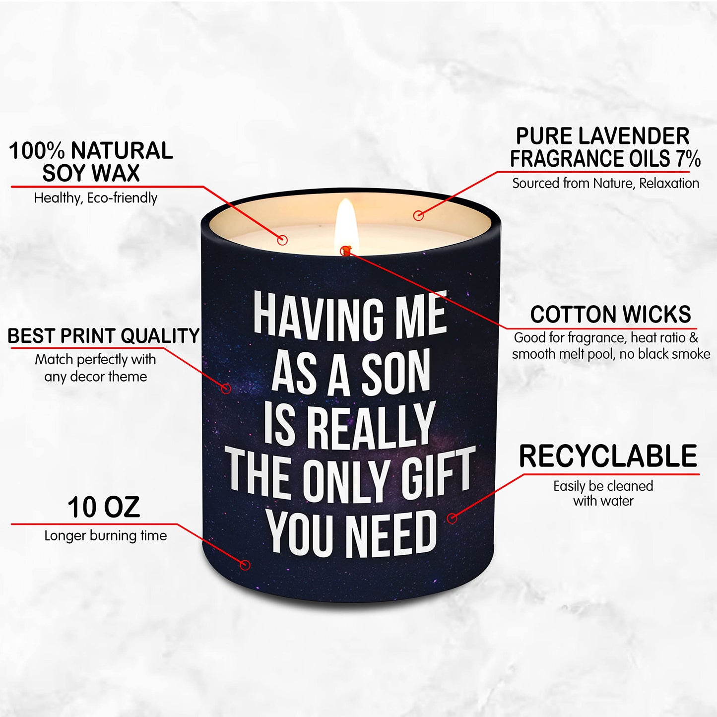 Birthday Gifts for Mom from Son - Mom Birthday Gifts from Son - Moms Gift Ideas - Mother Gift, Funny Mother Candle, 10 Oz Jar Lemongrass Scent Soy Wax Candle