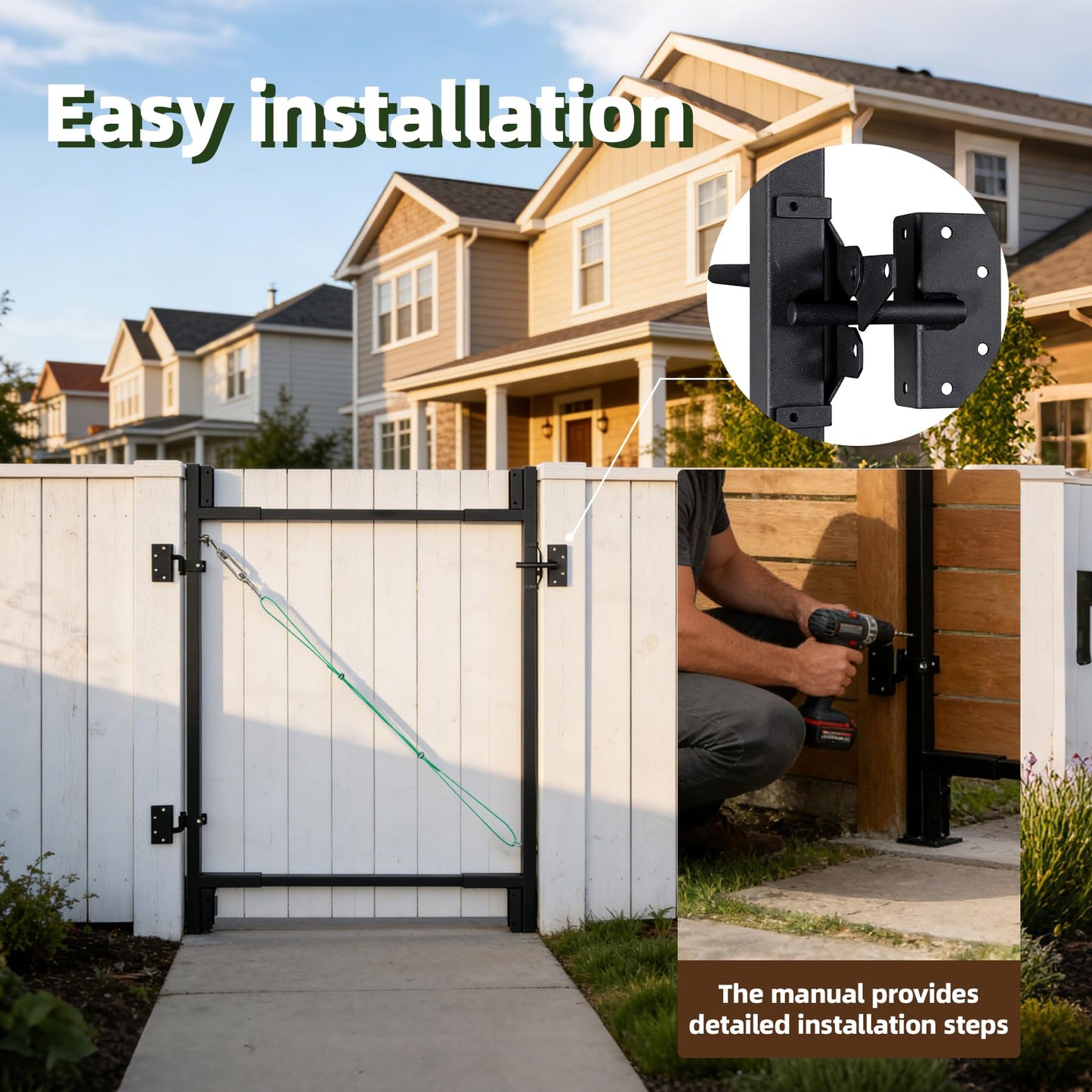 Heavy-Duty Adjustable Fence Gate Kit - 36" to 72" Wide DIY Gate Kit for Wooden Fence Using 1x4 & 2x4 Lumber, Complete Gate Kit for Building Sturdy 4 to 5 Foot Backyard Wood Gates /2 PCS