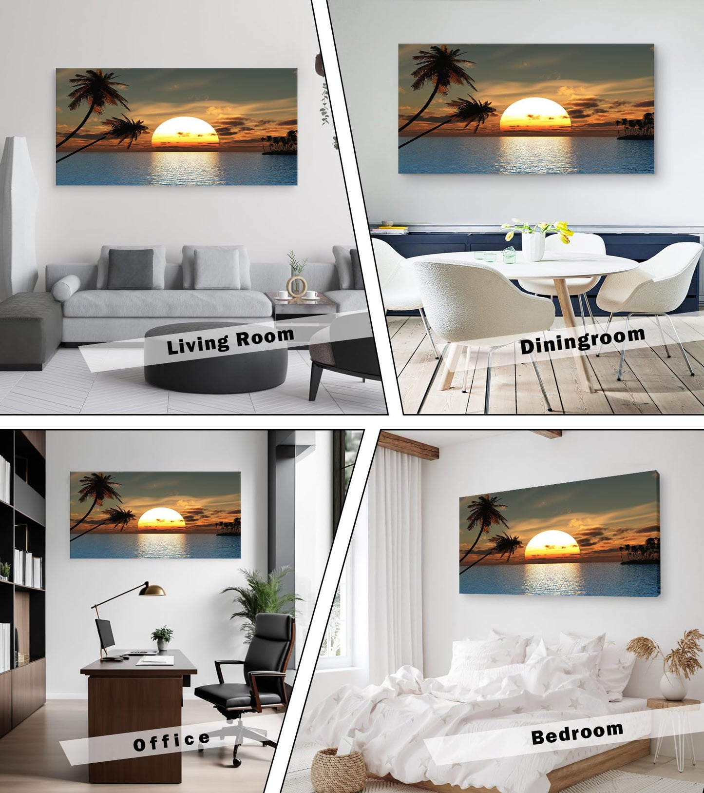 DZL Art S75698 Sunset Coconut Palm Trees Canvas Wall Art Palm Trees on the small island Tropical Scenery Nature Canvas prints Pictures for Living Room Home Office Wall Decor Artwork