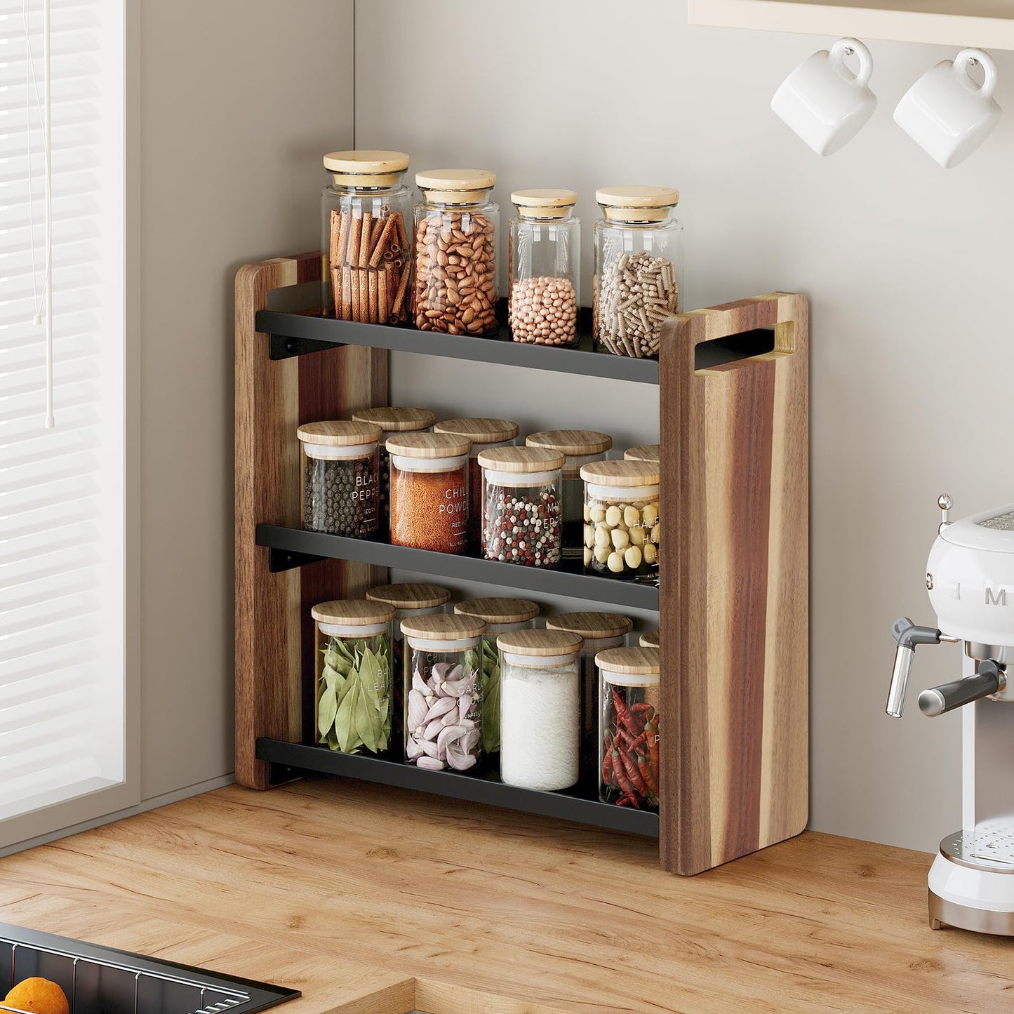 UJQSUN Bathroom Counter Organizer,Bathroom Counter Shelf,Bathroom Organizers,Under Sink Organizer,Cologne Organizer For Men,Cologne Cabinet,Spice Rack Organizer for Cabinet,Gifts(Brown 3 Tier)