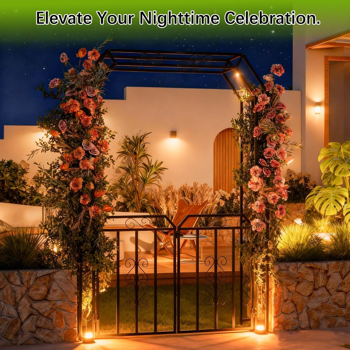 YOHKOH Garden Arch with Gate, Metal Garden Arbor with Gate, Double Lockable Design, 59" W x 15.7" D x 94.8" H Outdoor Arch for Climbing Plants, Heavy-Duty Outdoor Arbor for Wedding, Lawn and Backyard