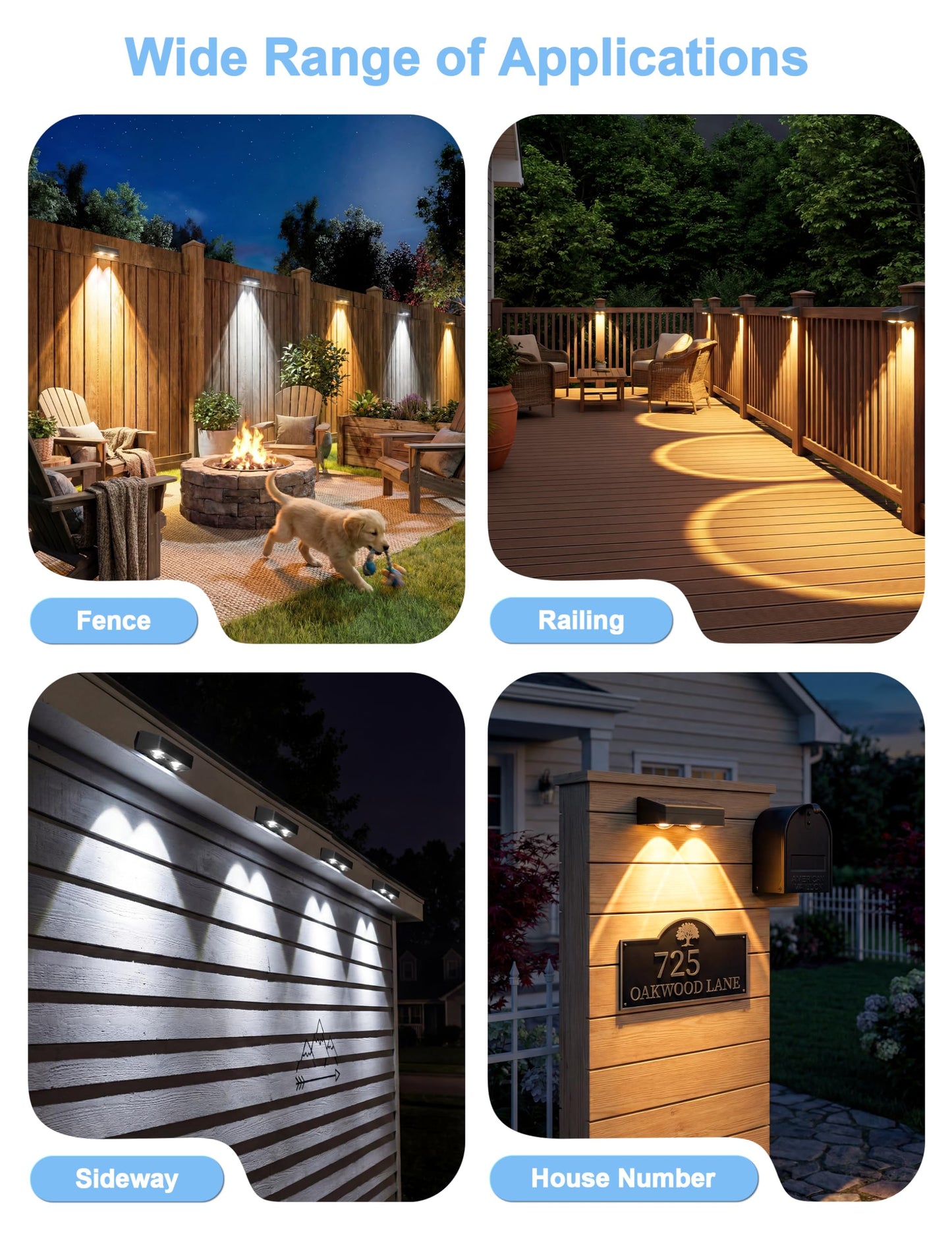 JOFIOS Fence Lights Solar Powered with Remote 12 Pack, Warm White, Cool White and RGB Color Glow LED Solar Lights Outdoor, Dusk to Dawn Solar Fence Lights for Patio, Backyard, Railing, Deck, and Wall