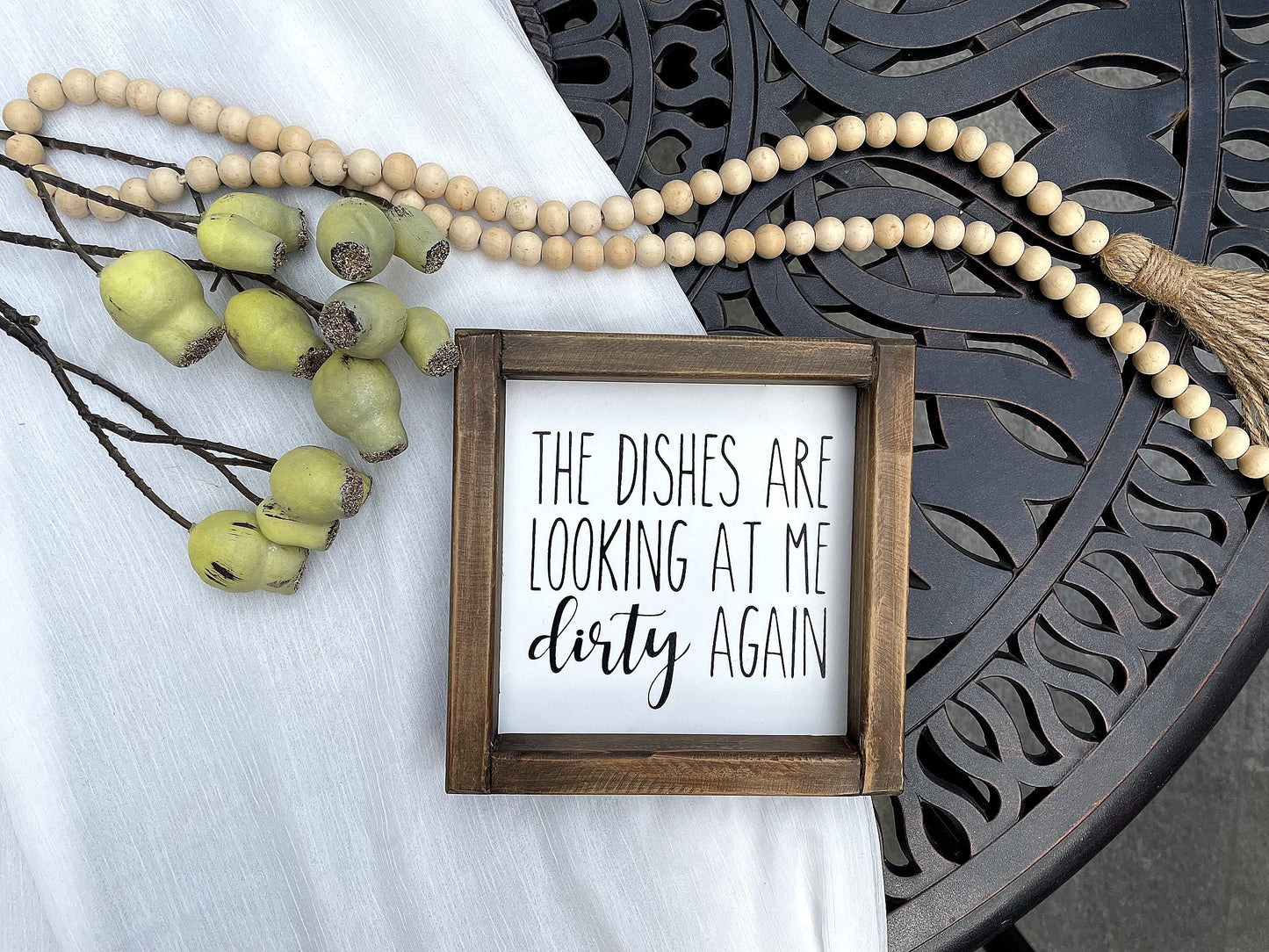 Lavender Inspired The Dishes are Looking at Me Dirty Again -Funny Kitchen Signs-Mini Farmhouse Framed Kitchen Decor-Tiered Tray Sign-Kitchen Counter-Rae Dunn Sign-Shelf Sitter-Kitchen Humor-Moms Gift
